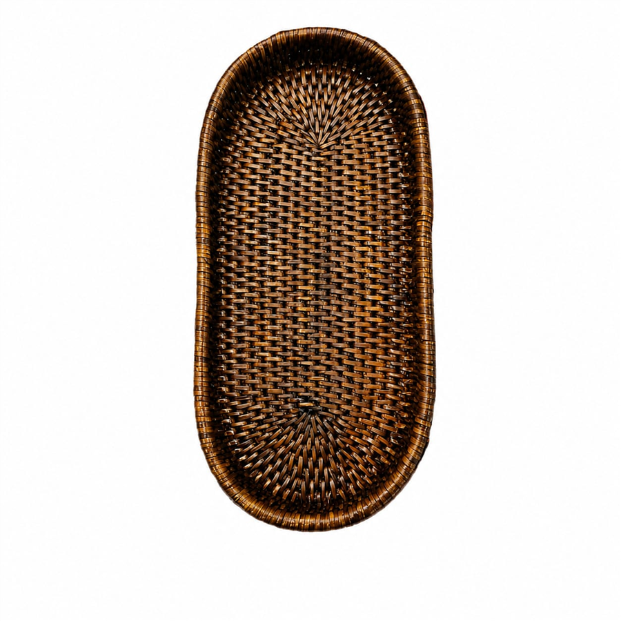 Hasır Biscuit Oval Tepsi Kahverengi 29x14x4 cm