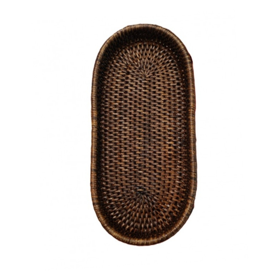 Hasır Biscuit Oval Tepsi Kahverengi 29x14x4 cm