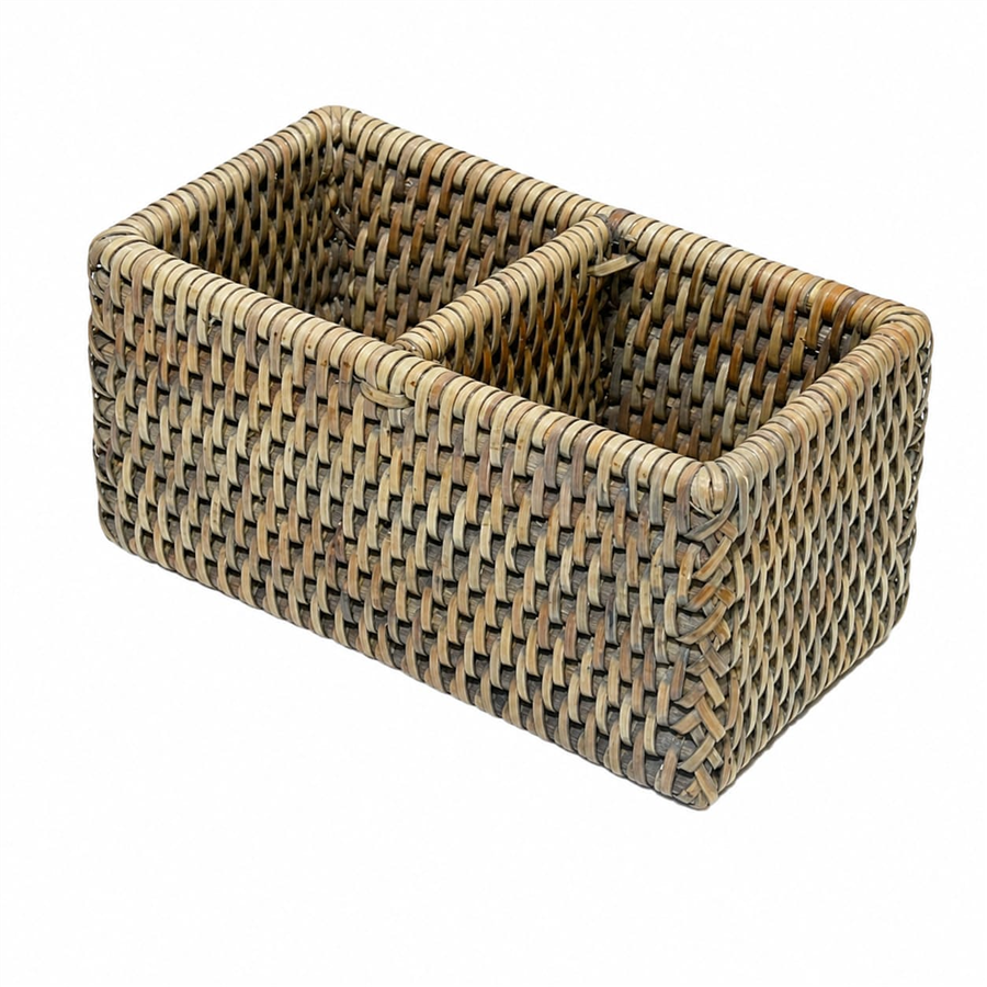 Hasır Çift Bölmeli Düzenleyici Gri 16x8x8 cm