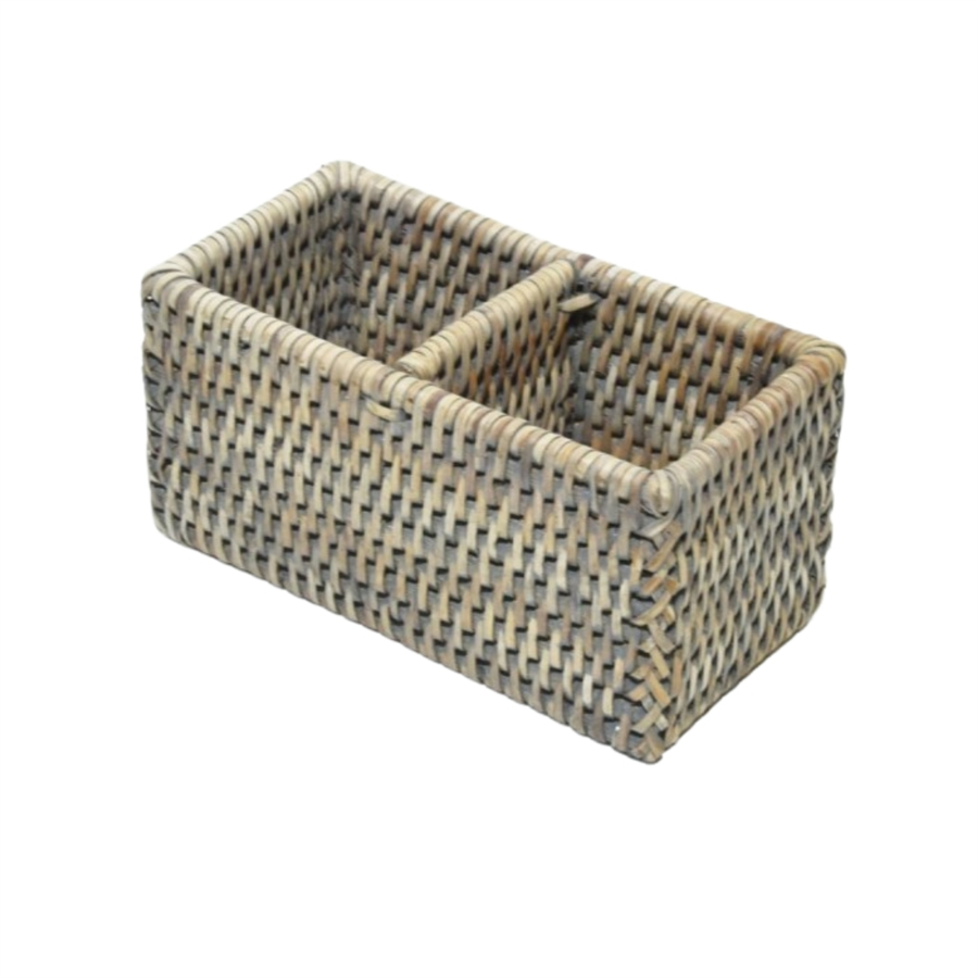 Hasır Çift Bölmeli Düzenleyici Gri 16x8x8 cm