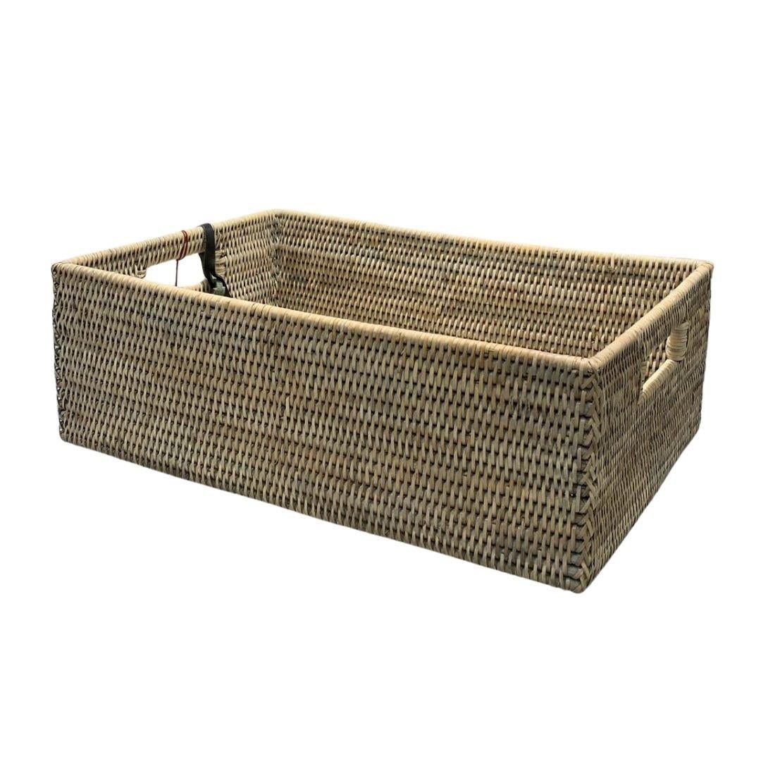 Hasır Çöp Kutusu Dikdörtgen Sepet Bej Renk 45X31X15 Cm