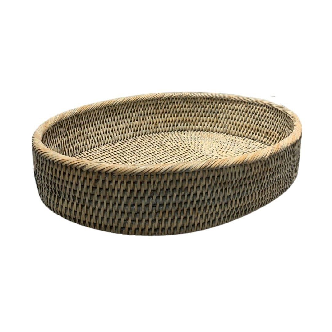 Hasır Oval Pyrex Tabağı Bej Renk 40X30X6 Cm