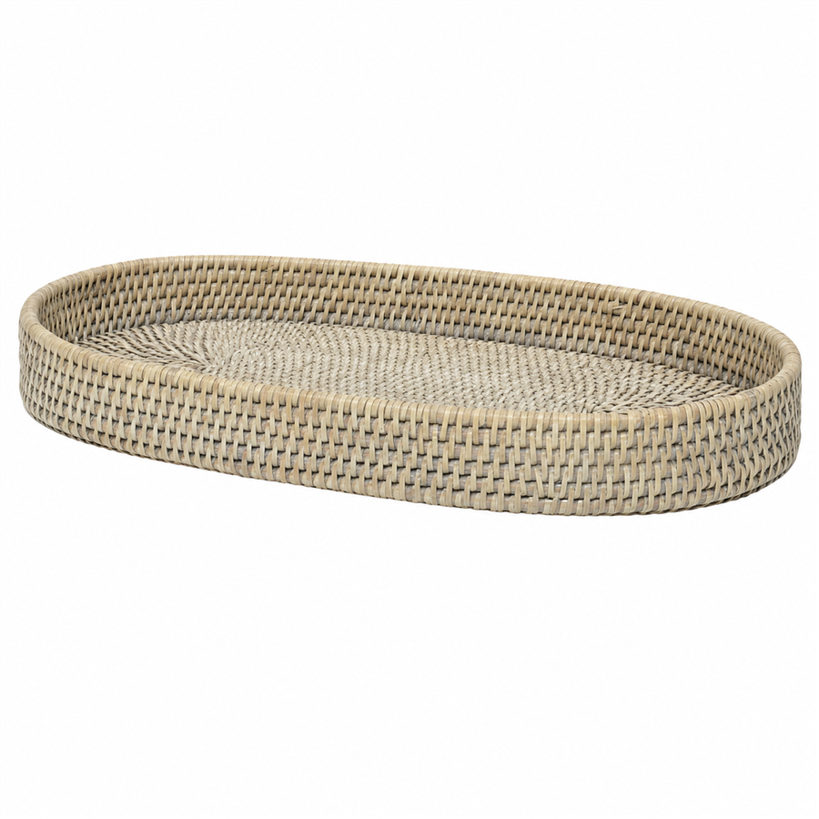 Hasır Oval Tepsi Gri
