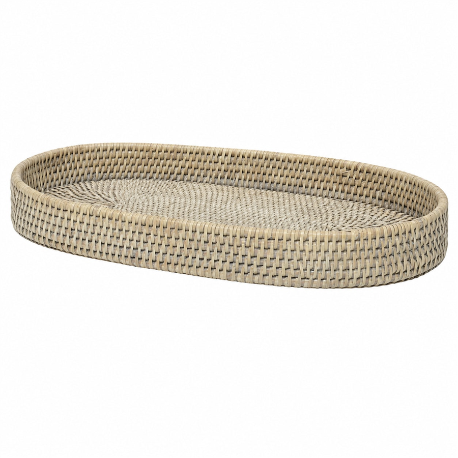 Hasır Oval Tepsi Gri