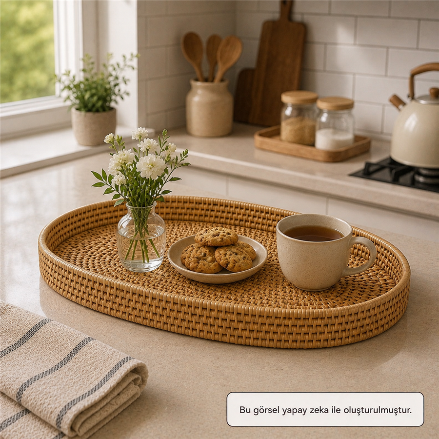 Hasır Oval Tepsi Naturel