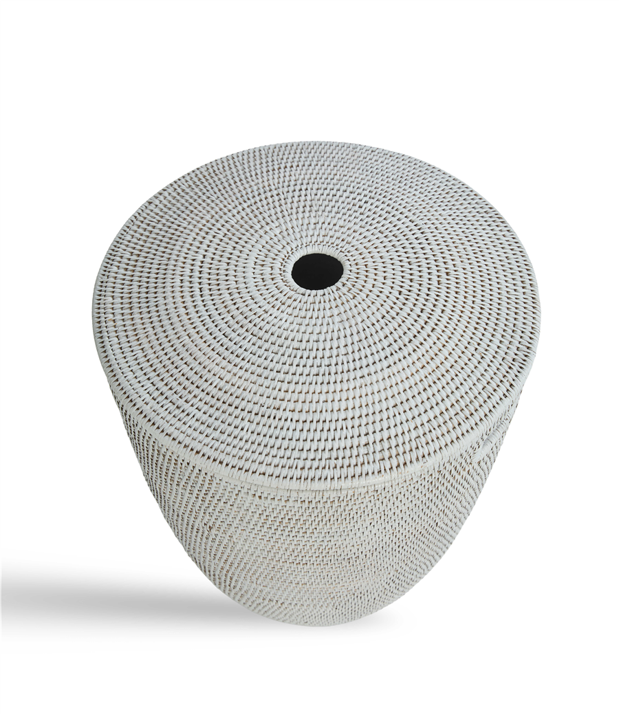 Hasır Pamuklu Çamaşır Sepeti Kahverengi Beyaz 45/26x55 cm