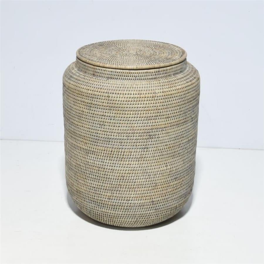 Hasır Yuvarlak Sepet Gri 40x30 cm