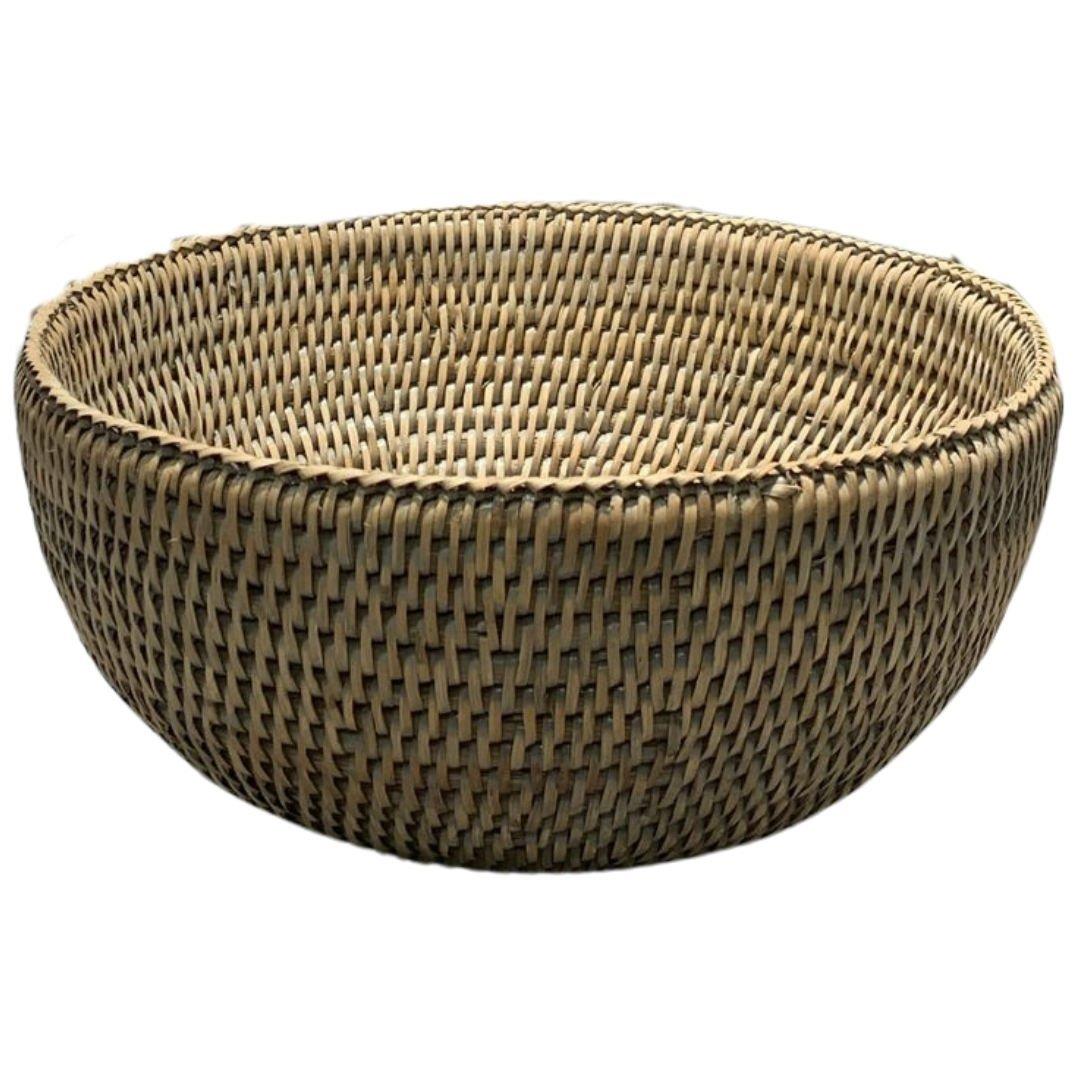 Hasır/Cam Salata Kasesi M Bej Renk Çap 28X11 Cm