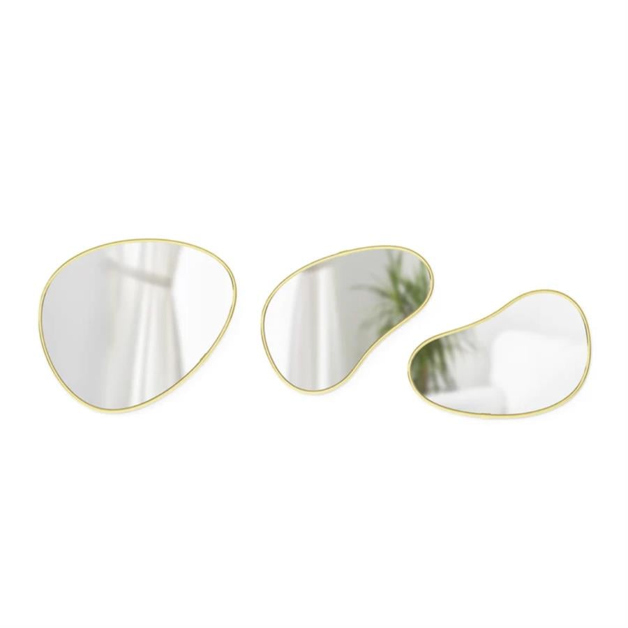 Hubba 3'Lü Set Gold Çerçeveli Ayna