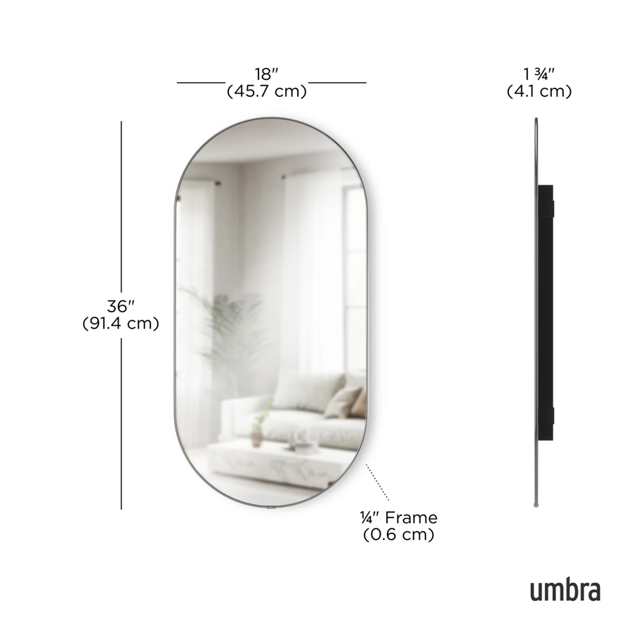 Hubba Metalik Titanyum Çerçeveli Oval Duvar Aynası 91 cm