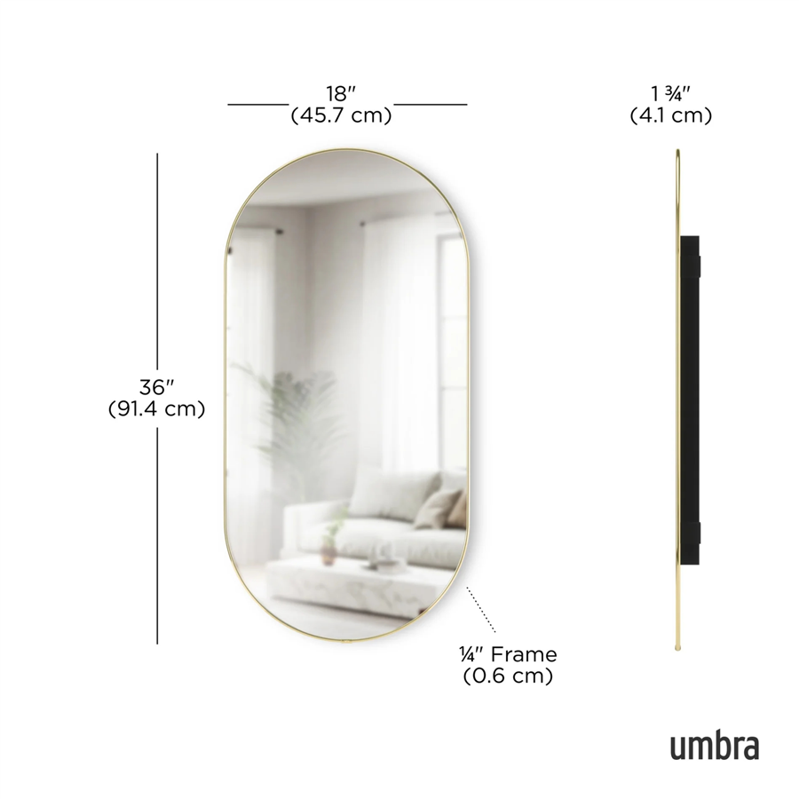 Hubba Pirinç Çerçeveli Oval Duvar Aynası 91 cm