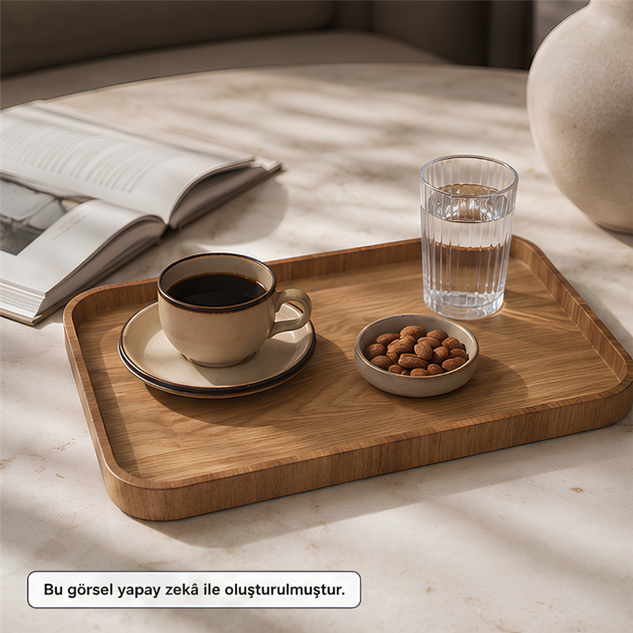 İskandinav Stil Orta Sehpa Dekoratif Tepsi - Medium - 30 x 18 cm