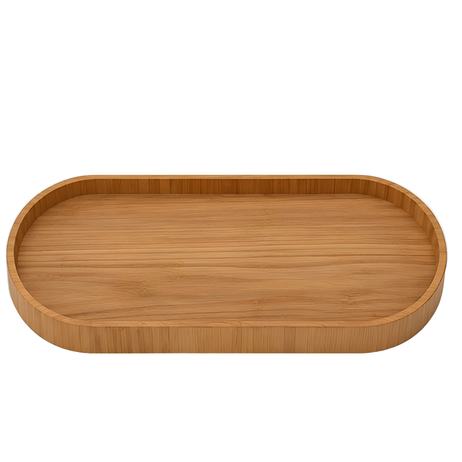 İskandinav Stil Oval Ahşap Servis Tepsisi - Medium - 35 x 16 cm