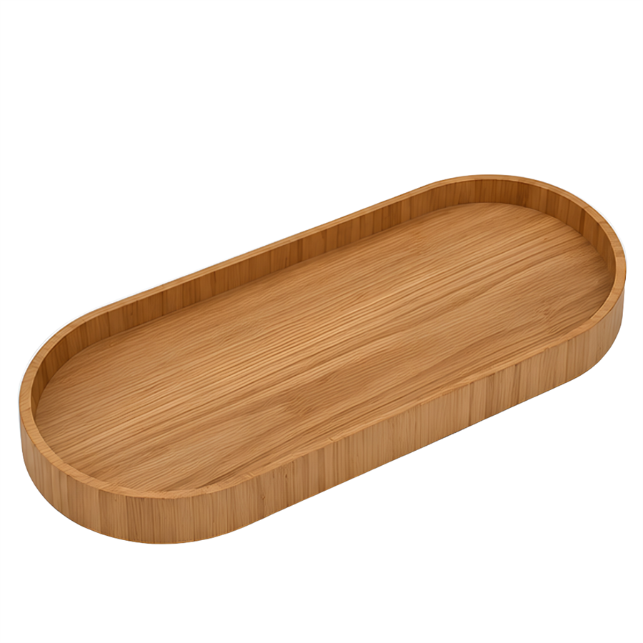 İskandinav Stil Oval Ahşap Servis Tepsisi - Medium - 35 x 16 cm
