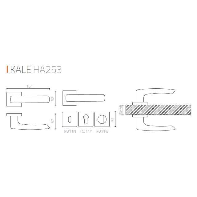 Kale Rozetli Kapı Kolu Saten Rengi