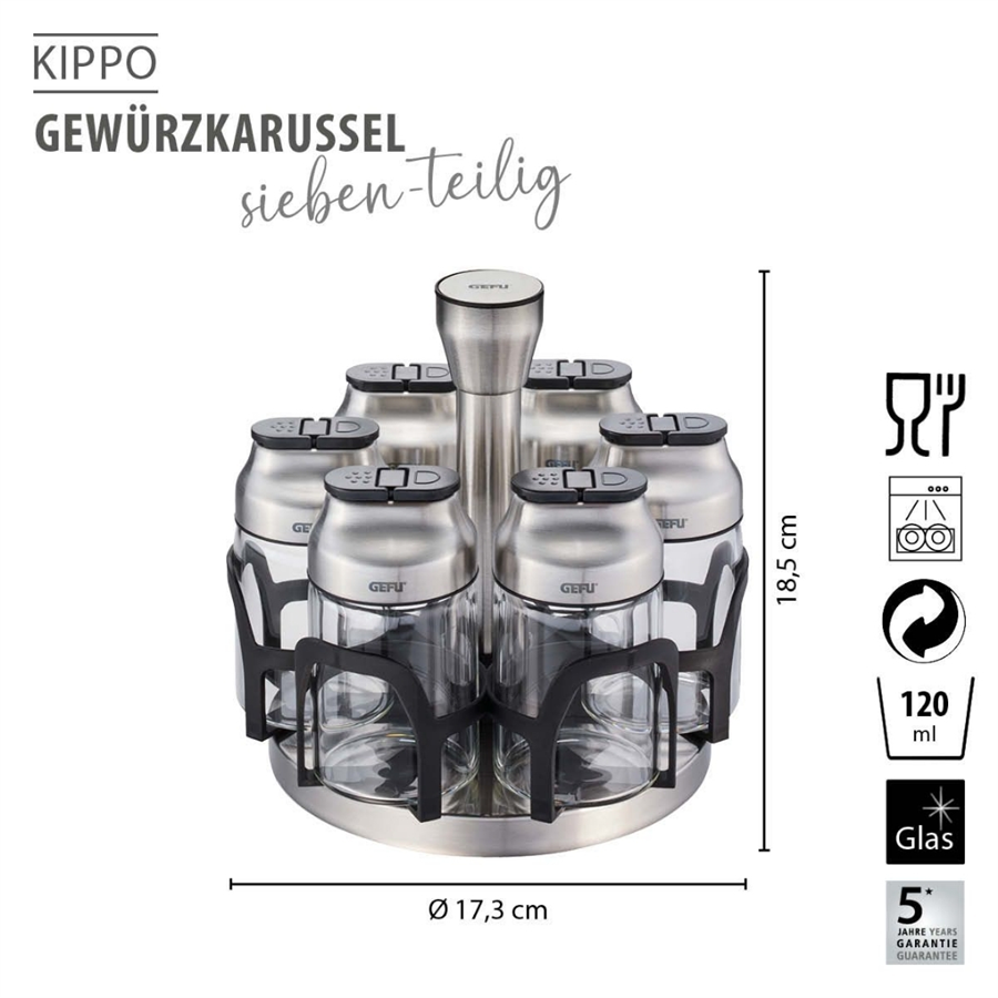 Kıppo Döner Baharatlık 7 Parça Paslanmaz Çelik 120 Ml