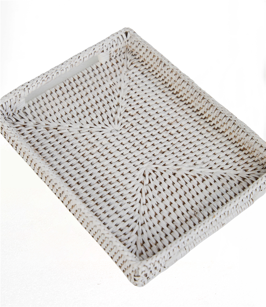Küçük Dikdörtgen Tepsi Beyaz 22x17x4 cm