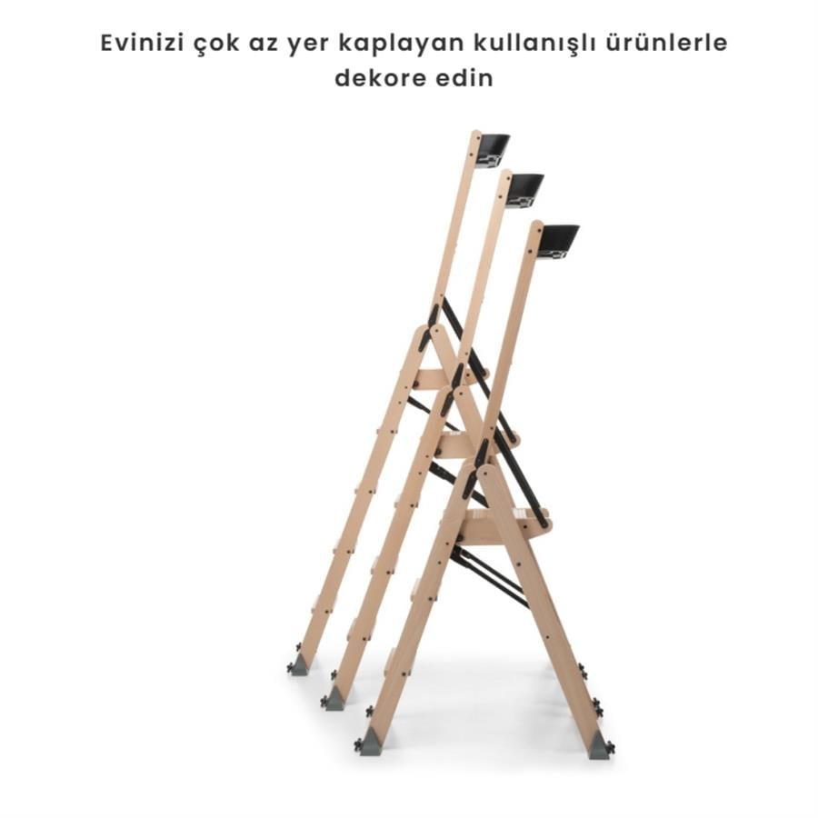 Lascala 5 Basamaklı Ahşap Merdiven Ceviz Renk