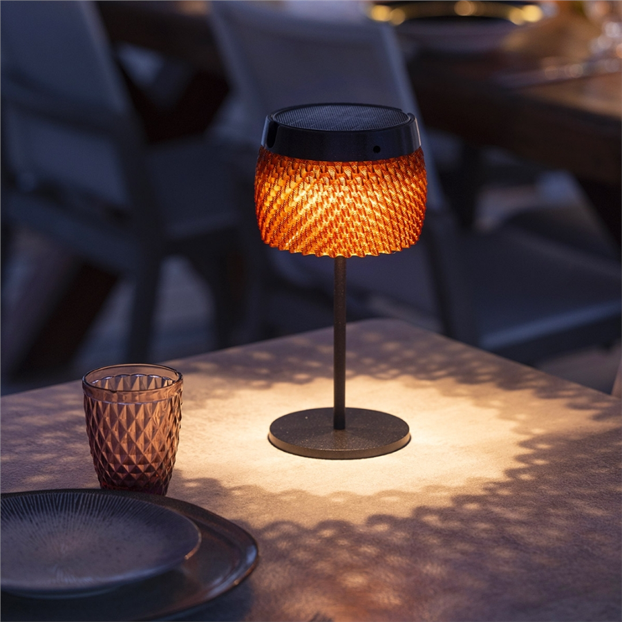 LOLIE Güneş Enerjili ve Şarj Edilebilir Masa Lambası (Amber) 27 cm