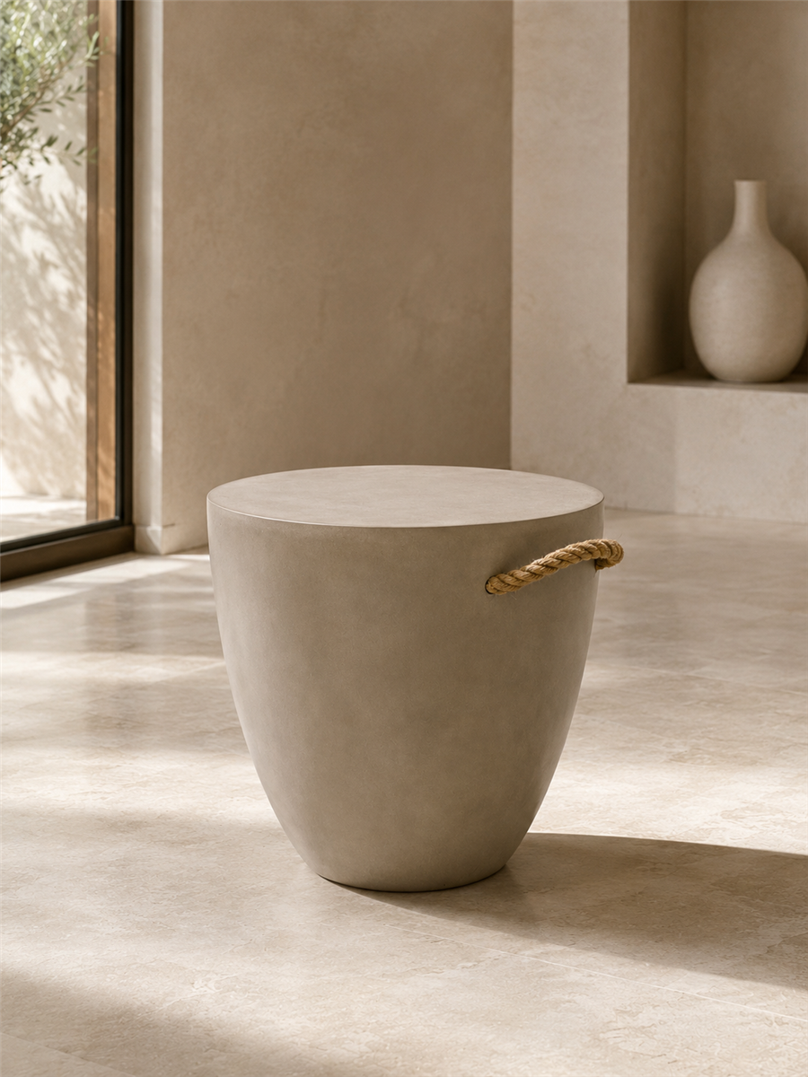 Lounge Halat Kulplu Dinlenme Taburesi D44 x H43 cm