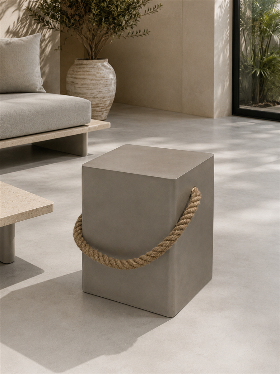 Lounge Halat Kulplu Kare Dinlenme Taburesi W35 x D35 x H47 cm