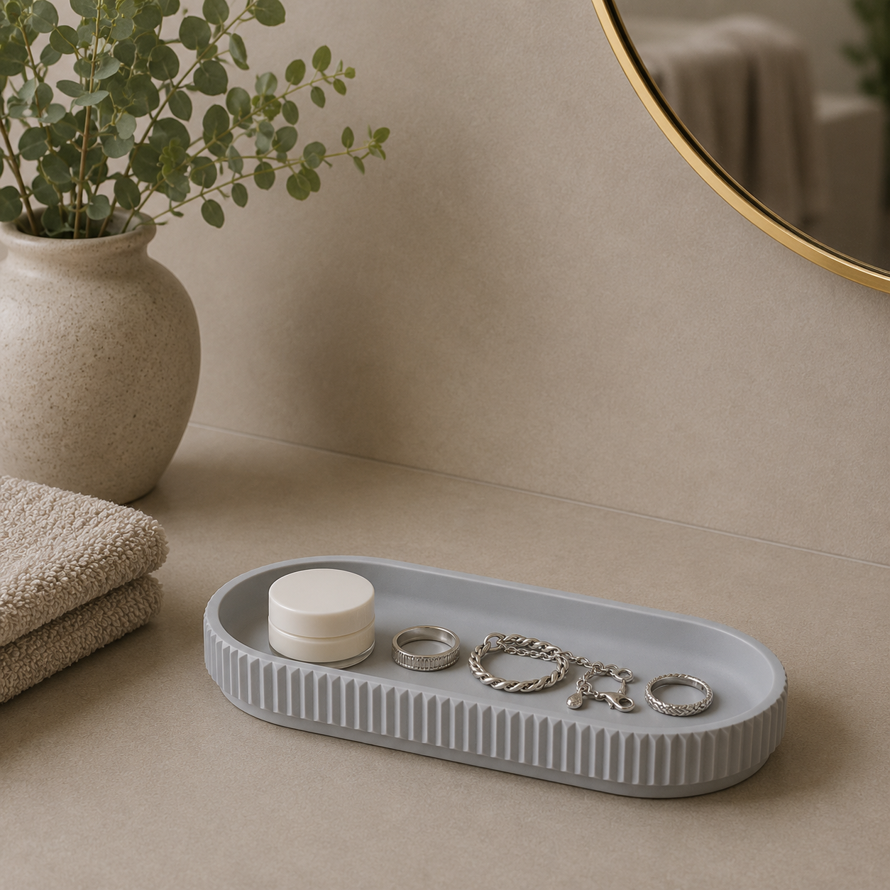 Lumi Kanallı Banyo Tepsisi - Açık Gri