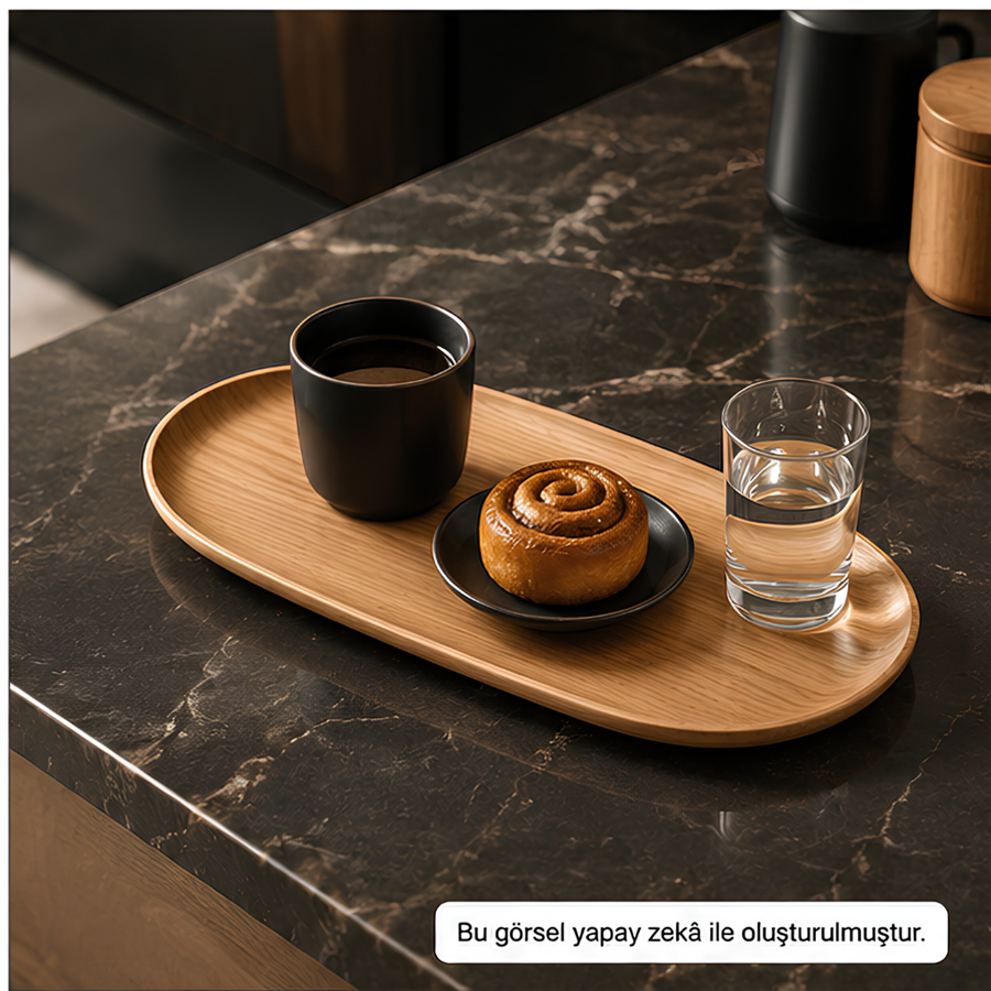 Minimalist Dekoratif Ahşap Tepsi - Medium - 35 x 18 cm