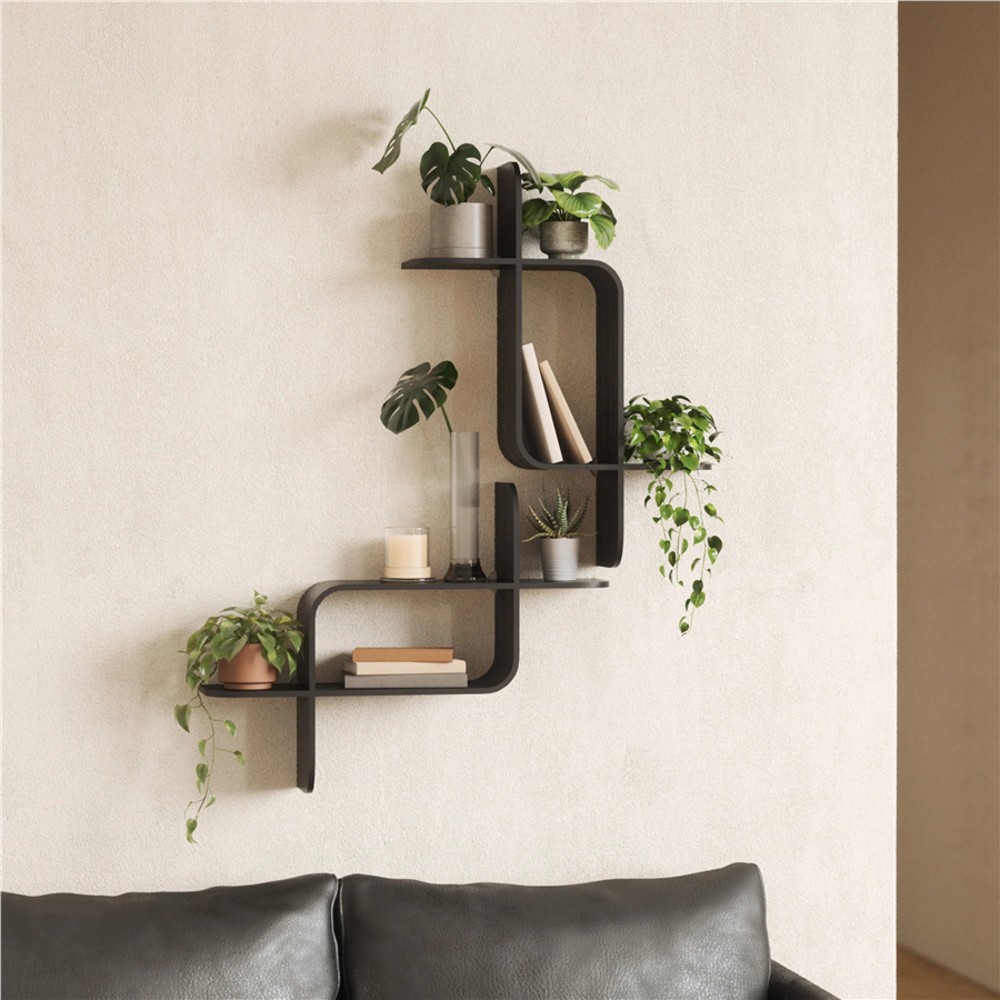 Montage Metal Duvar Rafı Tekli Siyah 62 cm