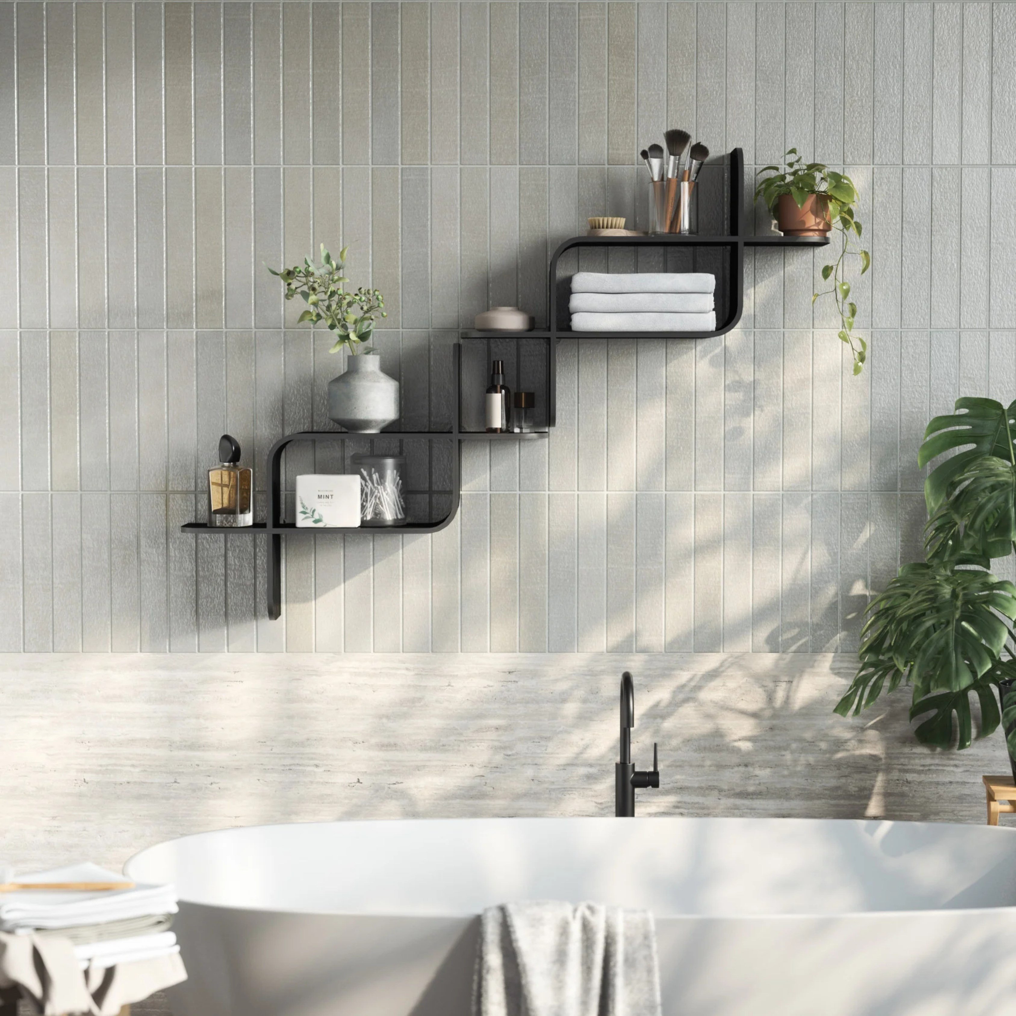 Montage Metal Duvar Rafı Tekli Siyah 62 cm