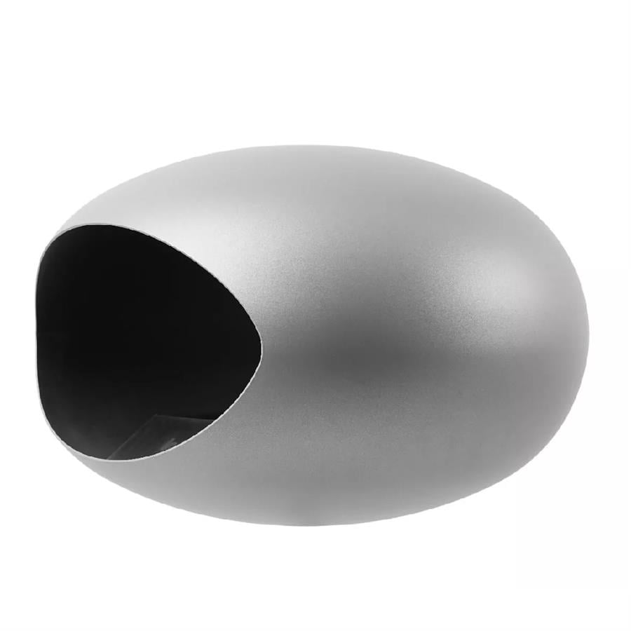 Nikel Kubbe Şömine & Öğütülmüş Ahşap Cilalı Çelik Brülör (Küçük Ayak) / Nickel Ground Wood Low Polished Steel-Soaptreated Oak -Steel Burner