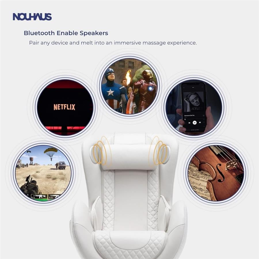 Nouhaus Klasik Osmanlı Deri Masaj Koltuğu Elder White ( Bt Music-2 Yönlü Hoparlör )