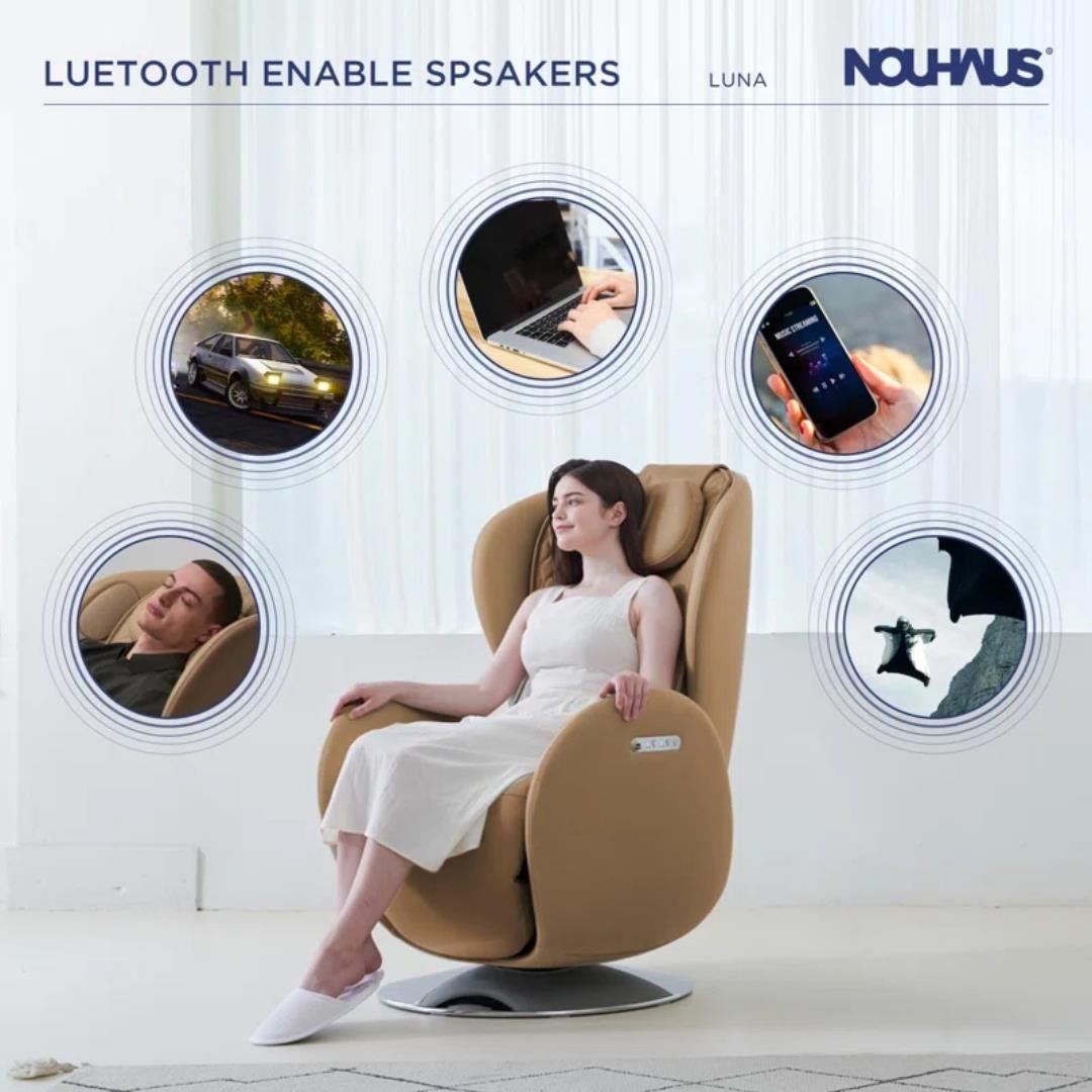 Nouhaus Luna Masaj Koltuğu Dark Caramel ( Bt Music-2 Yönlü Hoparlör )