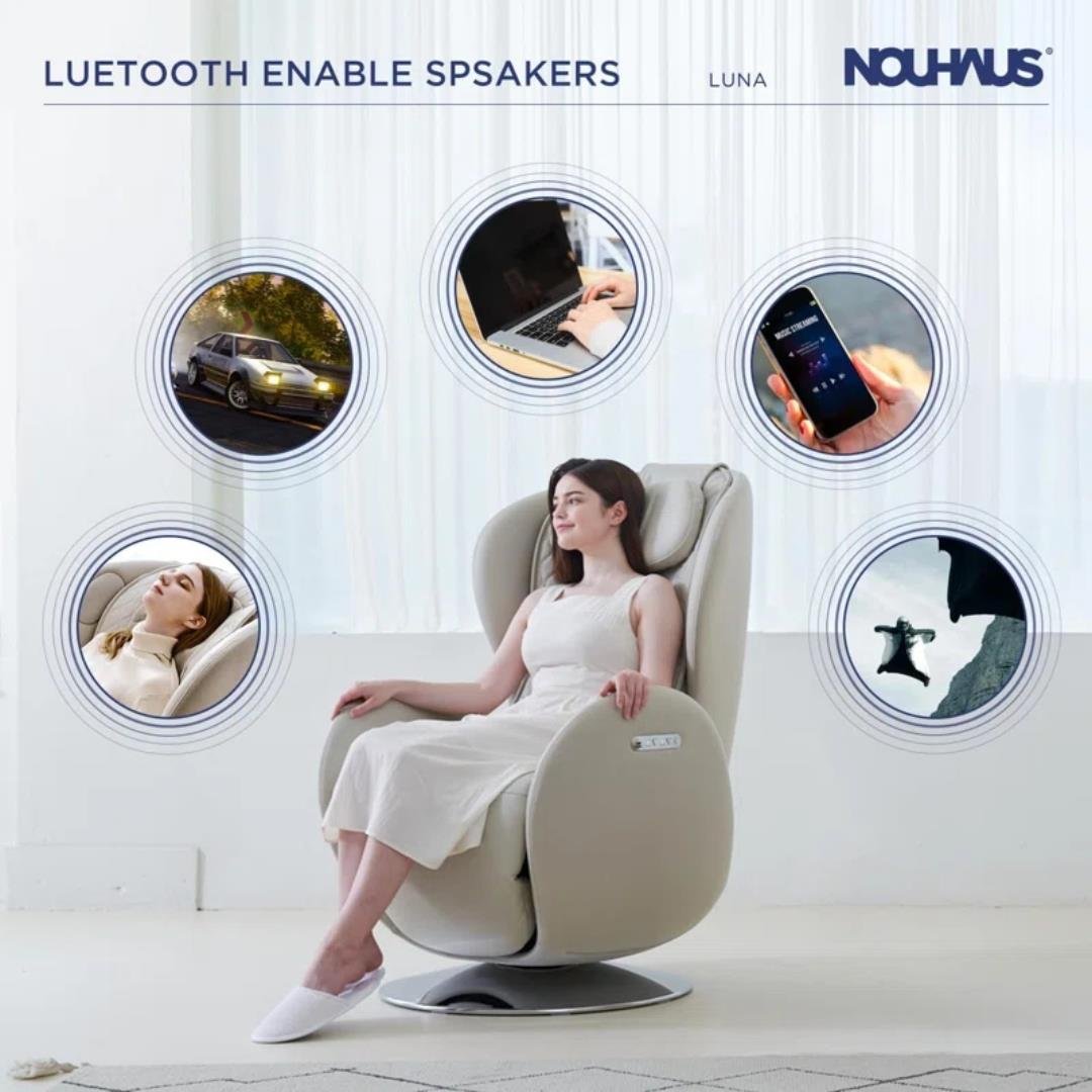 Nouhaus Luna Masaj Koltuğu Elder White ( Bt Music-2 Yönlü Hoparlör )