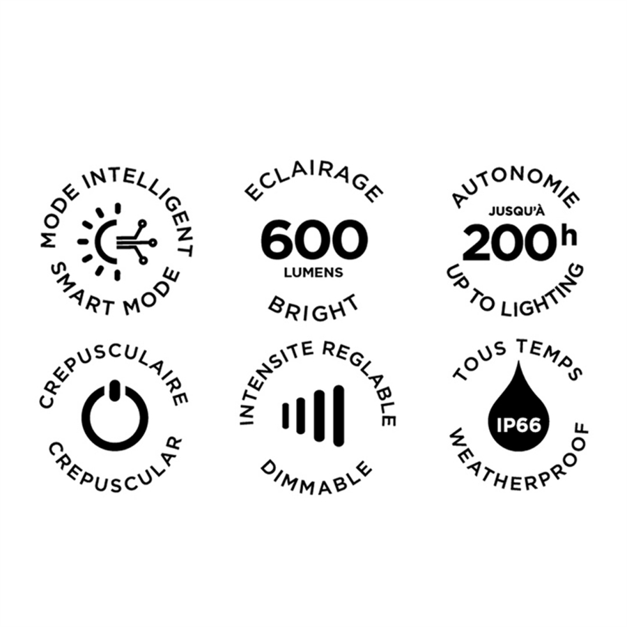 OJE Akıllı Güneş Enerjili Bahçe Spotu, Zaman Ayarlı – 600 lümen / 22 cm