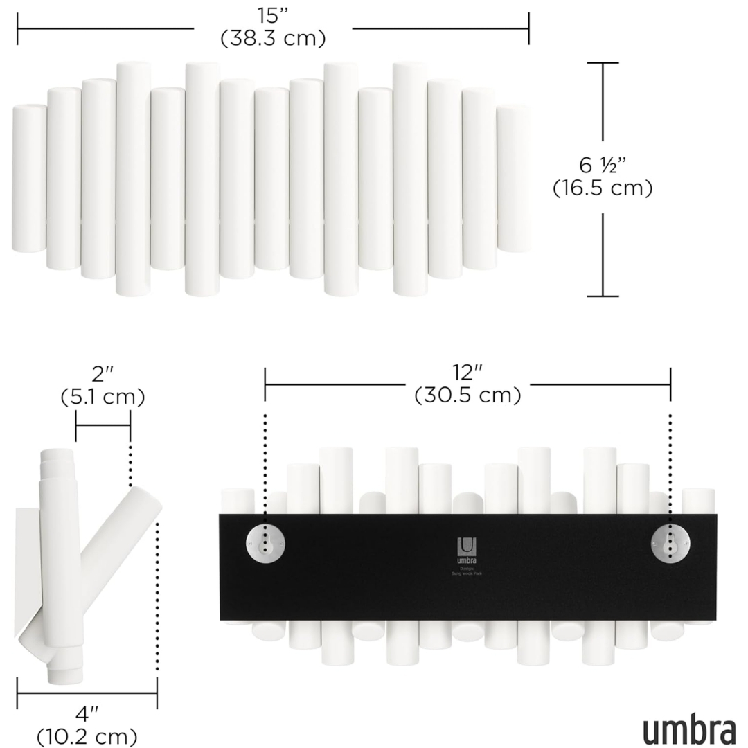 Picket Duvara Monte 5'Li Askılık Beyaz Renk 38 X 17 X 4 Cm