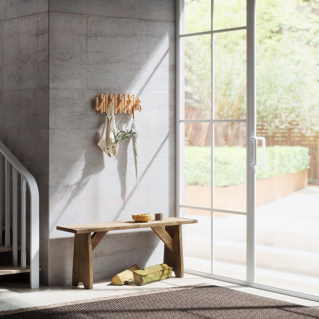Picket Duvara Monte 5'Li Askılık Naturel Renk 38 X 17 X 4 Cm