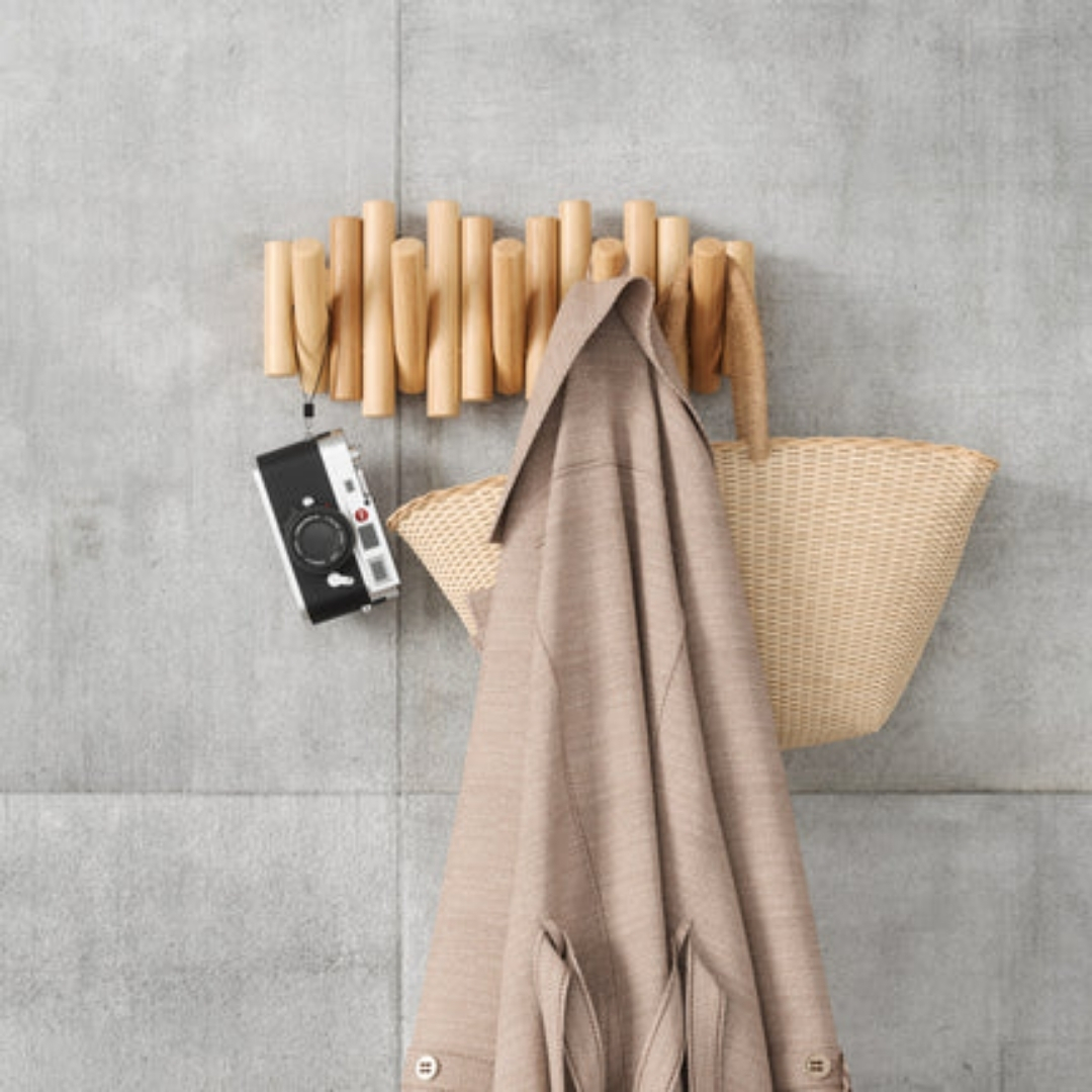 Picket Duvara Monte 5'Li Askılık Naturel Renk 38 X 17 X 4 Cm