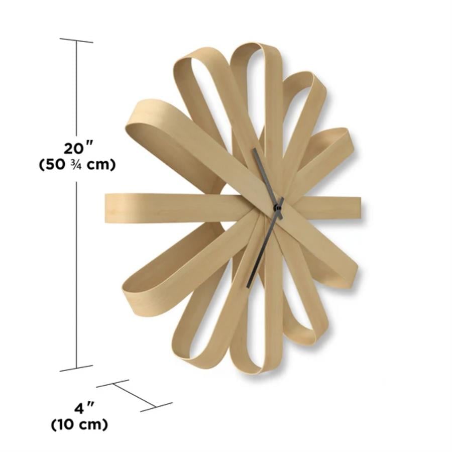 Ribbonwood Duvar Saati Doğal Renk Çap: 50 cm
