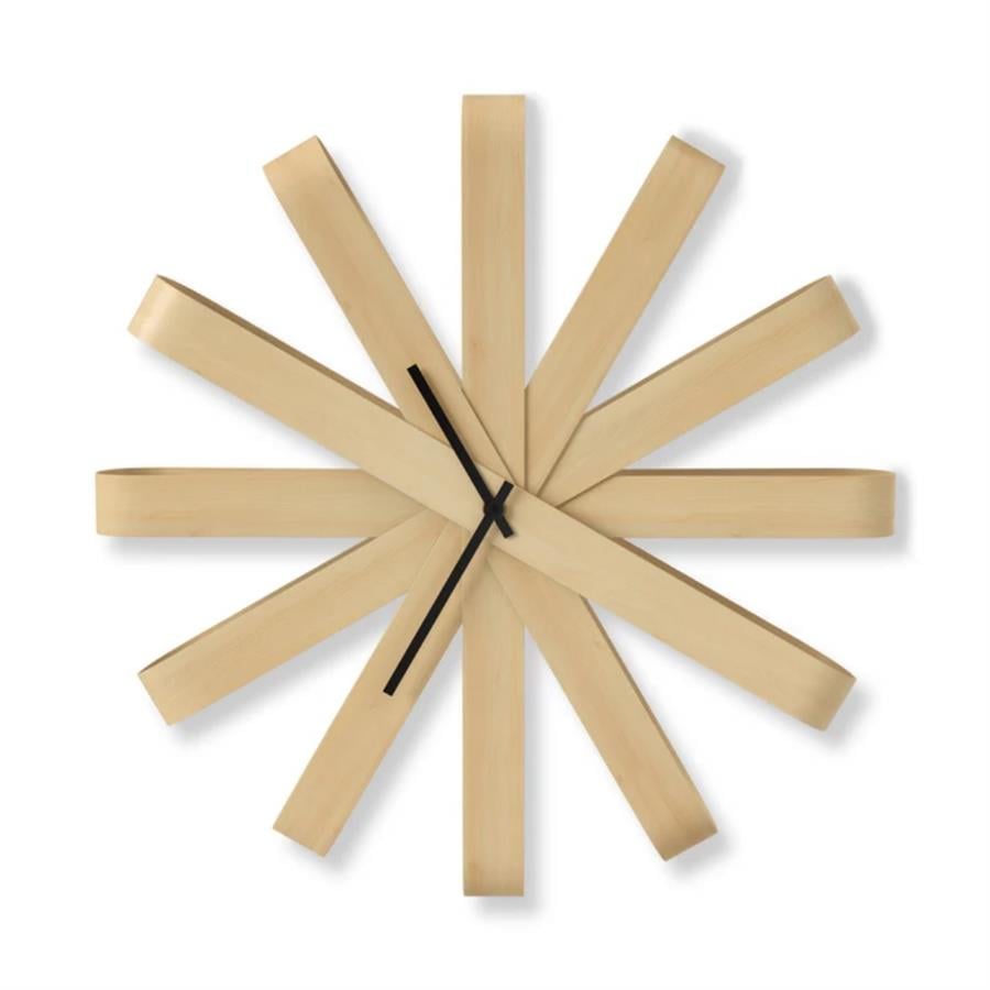 Ribbonwood Duvar Saati Doğal Renk Çap: 50 cm