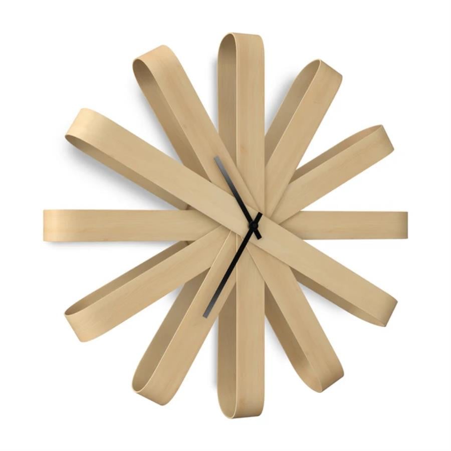 Ribbonwood Duvar Saati Doğal Renk Çap: 50 cm