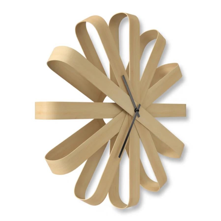 Ribbonwood Duvar Saati Doğal Renk Çap: 50 cm