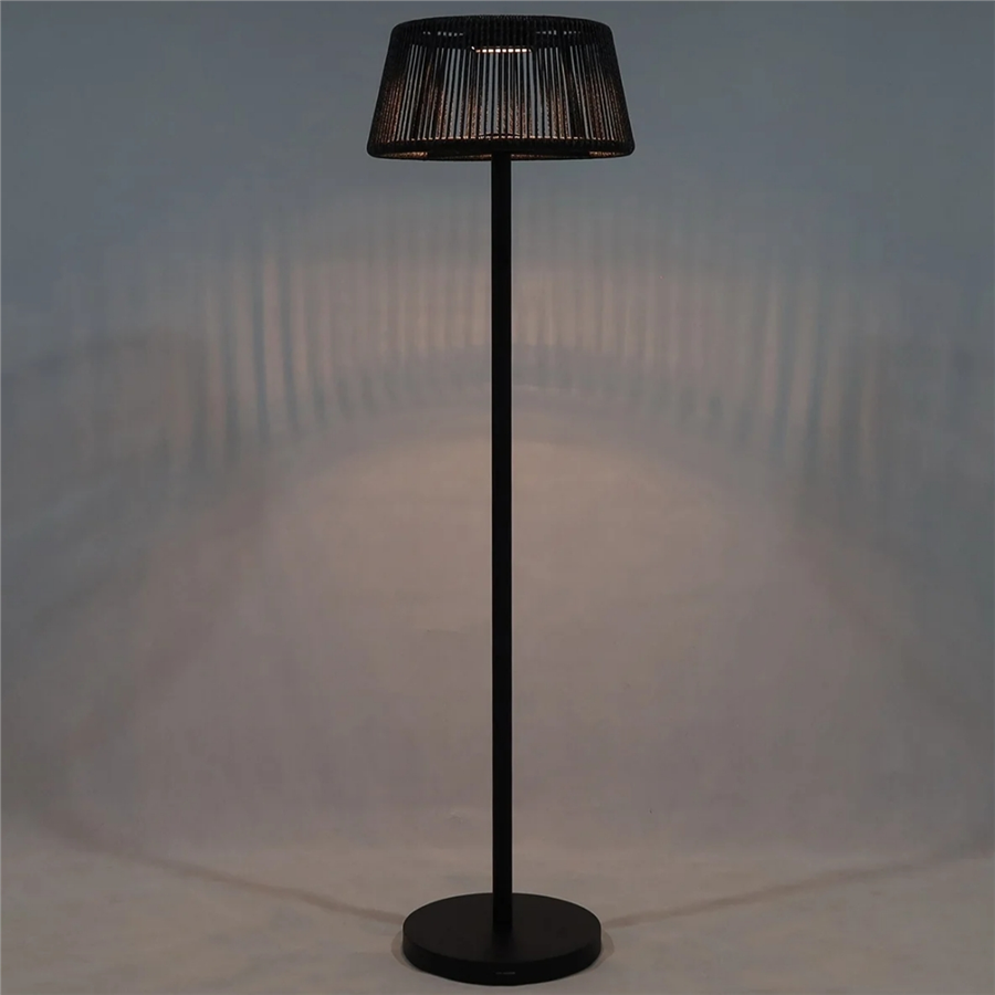 ROP&STRIP Güneş Enerjili ve Şarj Edilebilir Lambader 120/175 cm (Siyah Alüminyum, Siyah Halat)