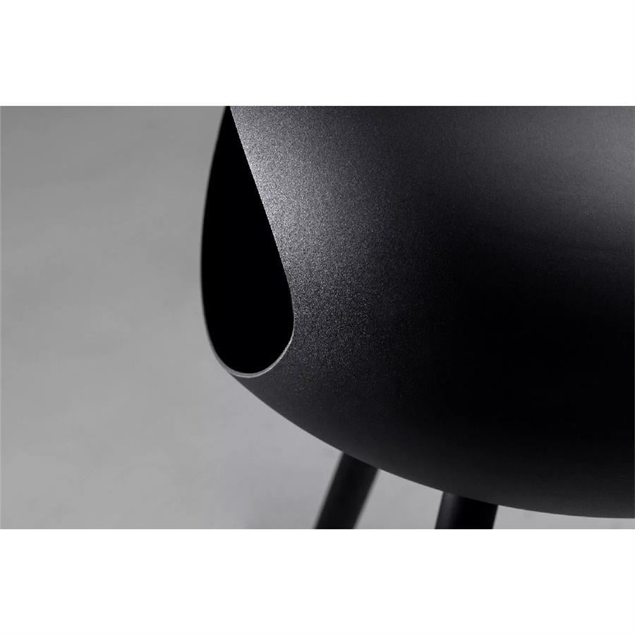 Siyah Kubbe Şömine & Siyah 60 Mm Çelik Brülor / Black Ground Steel Low Black-60Mm- Steel Burner-Black