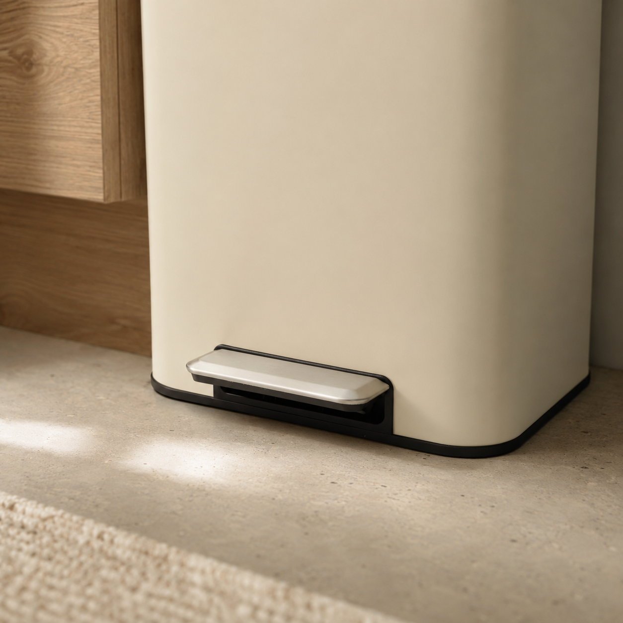 Square Krem Pedallı Çöp Kovası 30 L