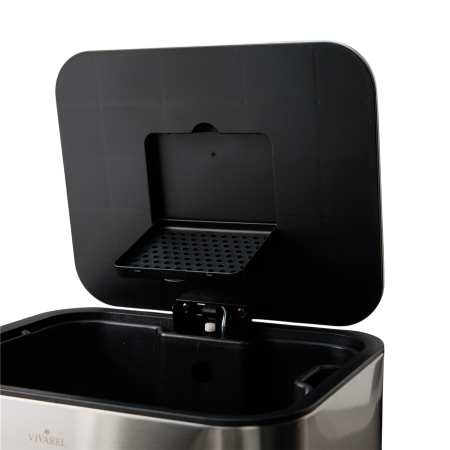 Square Mat Paslanmaz Çelik Pedallı Çöp Kovası 30 L