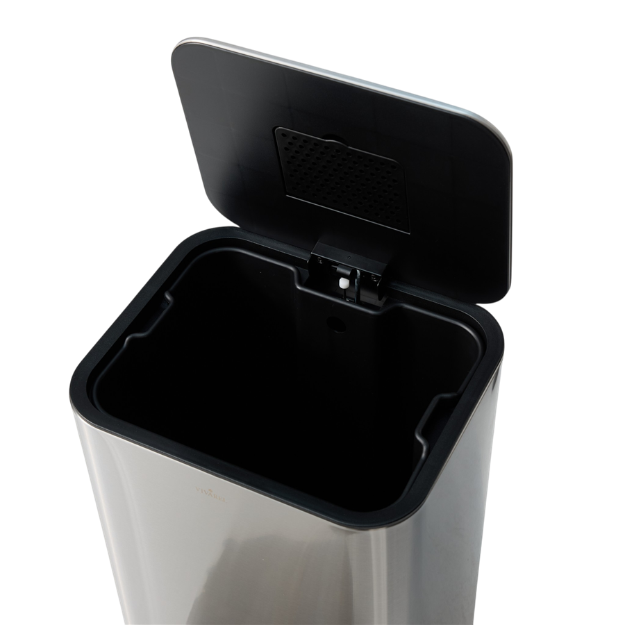 Square Mat Paslanmaz Çelik Pedallı Çöp Kovası 30 L