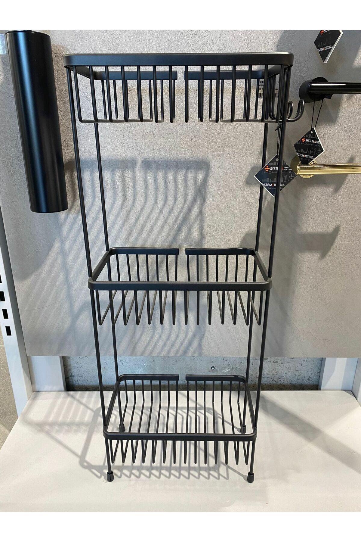 System Duş Raf Sistemi Siyah Renk 647X150X273 mm