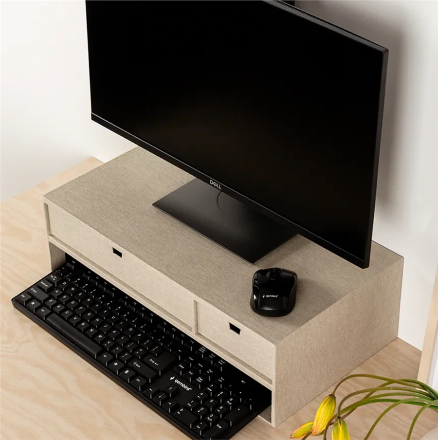 Ted İki Çekmeceli Monitör Standı Keten
