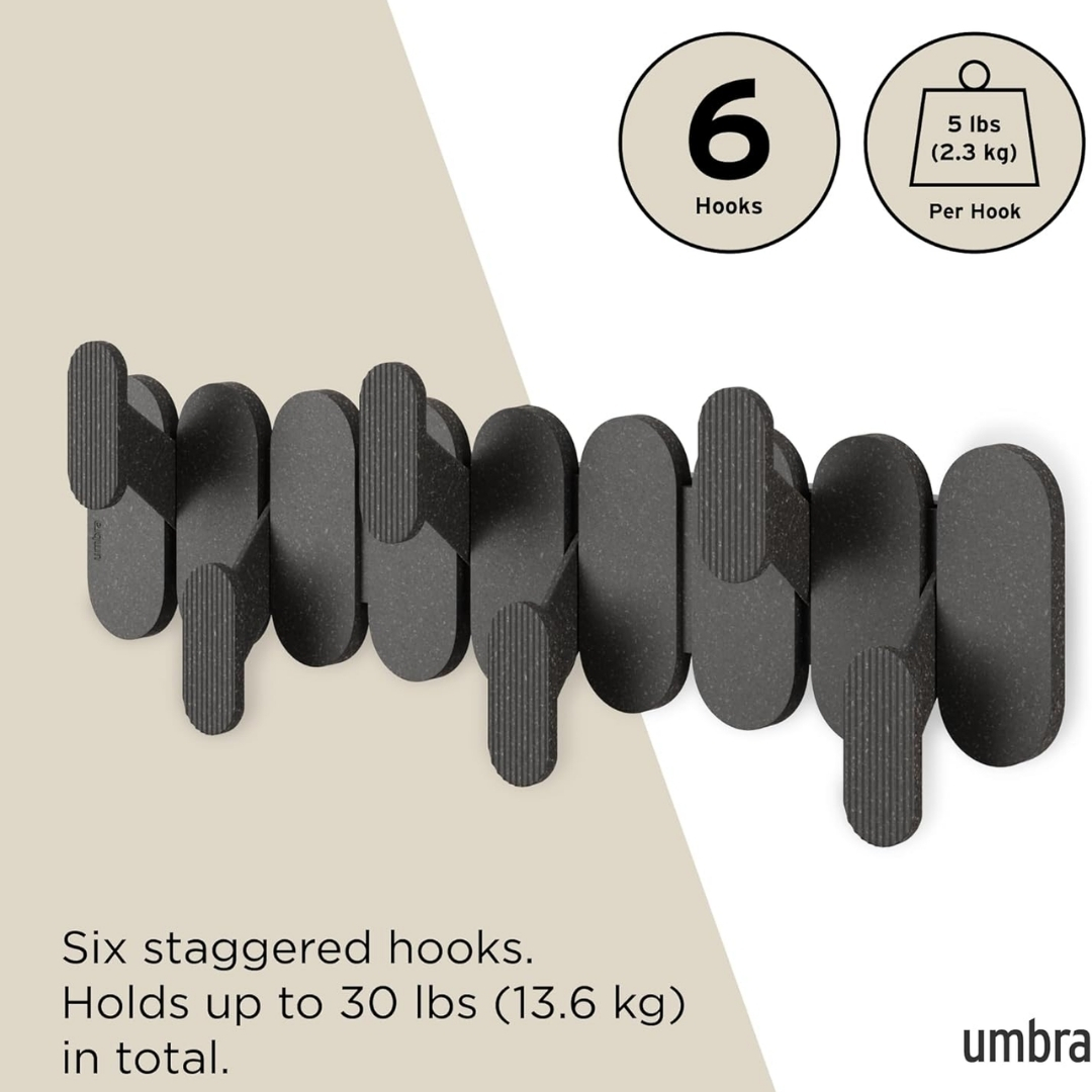 Tempo Duvara Monte 6'Lı Askılık Siyah Renk 47 X 15,7 X 6,4 Cm