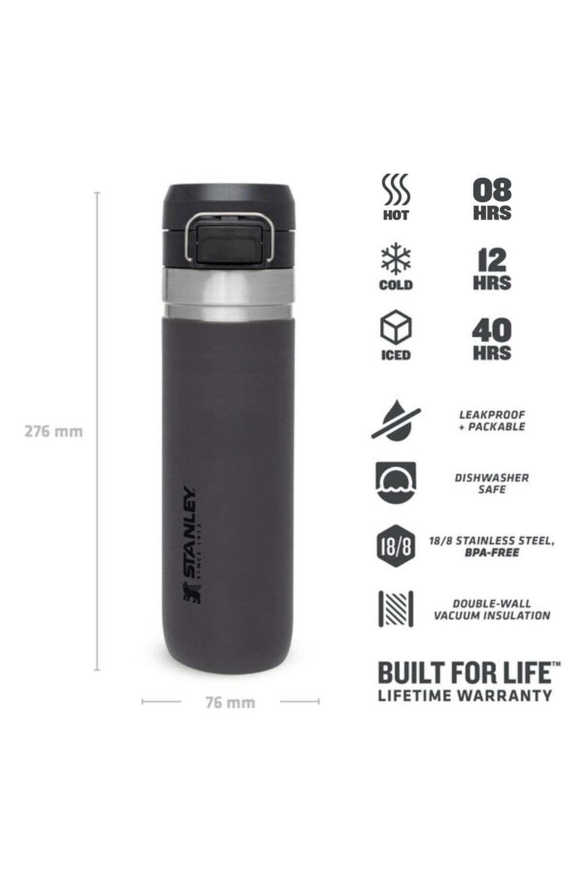 The Quick Flip Paslanmaz Çelik Gri Termos 0.70 lt